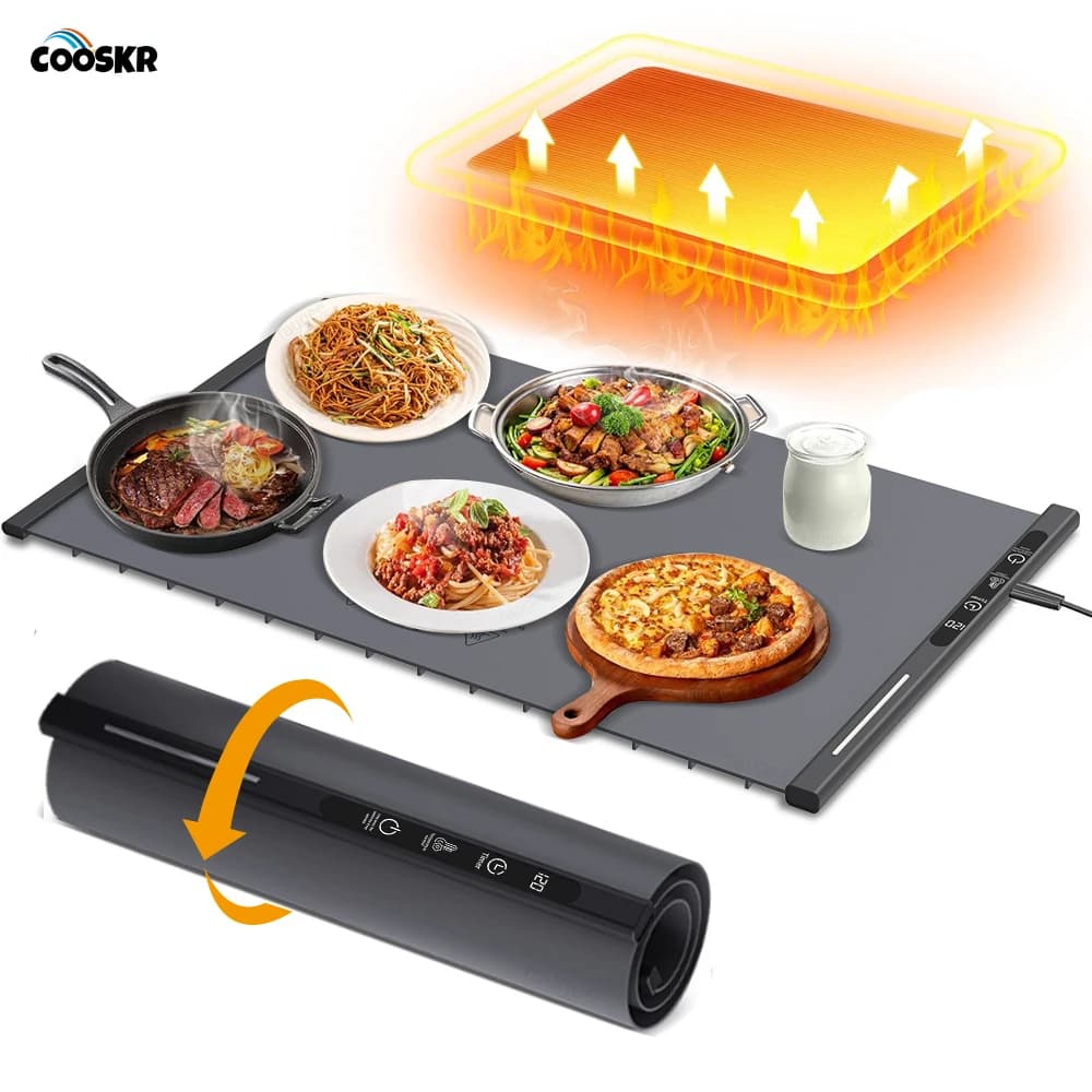 Electric Food Warmer Mat Silicone Foldable Food Warming Heater For Coffee Food Plate Warming Tray Dining Table Fast Heating Mat