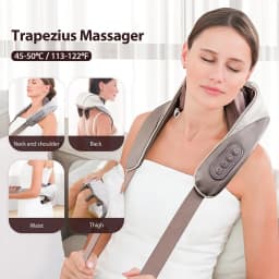 Foreverlily Powerful Neck And Shoulder Massager Wireless Shiatsu Kneading Neck And Back Massage Shawl Trapezius Massager