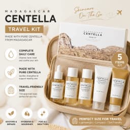 Korean Centella Travel Kit, Toner,Ampoule,Soothing Cream,Cleansing Oil,Ampoule Foam,Basic Daily Skincare Mini 5pcs Gift Sets
