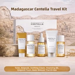 Korean Centella Travel Kit, Toner,Ampoule,Soothing Cream,Cleansing Oil,Ampoule Foam,Basic Daily Skincare Mini 5pcs Gift Sets