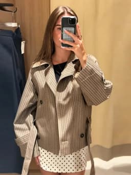 Chic Grid Belt Women's Coat Double Breasted Lapel Lace-Up Long Sleeve Lady Coats 2026 Autumn Fashion Female Vintage Jacket Lady