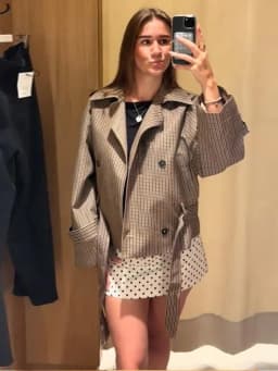 Chic Grid Belt Women's Coat Double Breasted Lapel Lace-Up Long Sleeve Lady Coats 2026 Autumn Fashion Female Vintage Jacket Lady