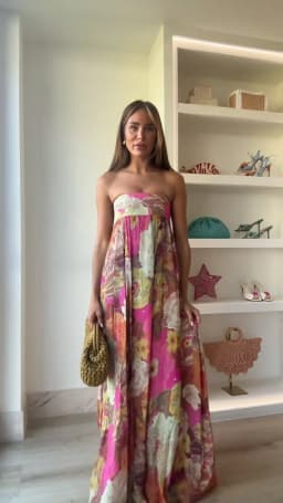 Women Fashion Printed Strapless Maxi Dress Elegant Off Shoulder Backless Sleeveless High Waist Gown Summer New Lady Party Robes