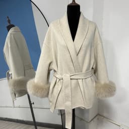 TARUXY Fox Fur Woolen Coats Women's Short Coat Office Lady Removable Elegant Double-sided Wool Overcoat 2025 New Cardigan Jacket