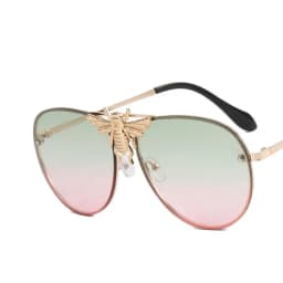 New Luxury Brand Designer Oversized Pilot Big Bee Sunglasses Women For Men Popular Vintage Sun Glasses Punk Metal Eyewear UV400