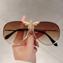 New Luxury Brand Designer Oversized Pilot Big Bee Sunglasses Women For Men Popular Vintage Sun Glasses Punk Metal Eyewear UV400