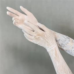 Women Sexy Party Stage Performance Cosplay JK Lolita Style Hollow Out Fishing Net Lace Floral High Elasticity Long Gloves
