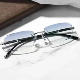Luxury Diamond Cutting Reading Glasses Men Business Rimless Eyeglasses Women Color Changing Presbyopia Eyewear