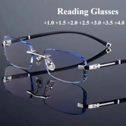 Luxury Diamond Cutting Reading Glasses Men Business Rimless Eyeglasses Women Color Changing Presbyopia Eyewear