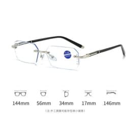 Luxury Diamond Cutting Reading Glasses Men Business Rimless Eyeglasses Women Color Changing Presbyopia Eyewear