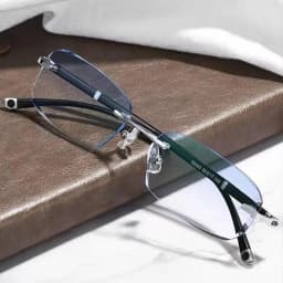 Luxury Diamond Cutting Reading Glasses Men Business Rimless Eyeglasses Women Color Changing Presbyopia Eyewear