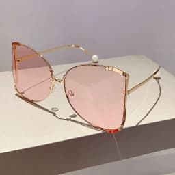 Oversized Metal Sunglasses Women For Female Luxury Brand Designer Elegant Pink Sun Glasses Vintage Big Frame Pearl Shades UV400