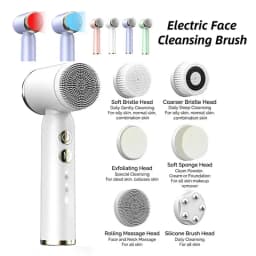 6 In 1 Electric Cleansing Brush Ultrasonic Facial Cleaner Rotating Cleansing Face Deep Cleansing Exfoliation & Gentle Skincare