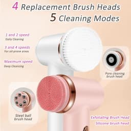 4 in 1 Electric Facial Cleansing Brush Waterproof Rotating Face Scrubber Exfoliator Rechargeable Face Exfoliating Massage Device