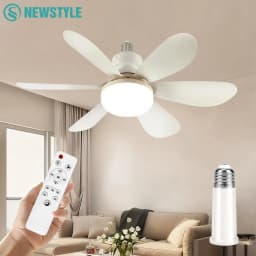 Home LED Ceiling Fan Light E26 E27 Base 3-colour Adjustable Wireless Remote Control 52CM Ceiling Fan Lamp for Bedroom Living