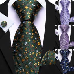 Elegant Spring Style Flower Men Tie Set Casual Wedding Business Necktie Hanky Cufflinks 3PCS Suit Accessories Mint Green Pink