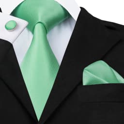 Hi-Tie Men Tie Grass Green Ties Floral Necktie Boutonniere Handkerchief Cufflinks Set Wedding Cravat for Groom 8.5 cm