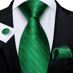 Dark Green Ties for Men Striped Paisley Floral Wedding Party Formal Necktie Handkerchief Cufflinks Gift Dropship