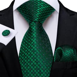 Dark Green Ties for Men Striped Paisley Floral Wedding Party Formal Necktie Handkerchief Cufflinks Gift Dropship