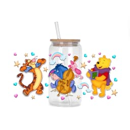 30 Style Watercolor Winnie family UV DTF UVDTF transfer 16oz cup wraps Sticker