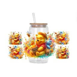 30 Style Watercolor Winnie family UV DTF UVDTF transfer 16oz cup wraps Sticker