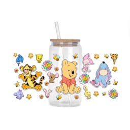 30 Style Watercolor Winnie family UV DTF UVDTF transfer 16oz cup wraps Sticker