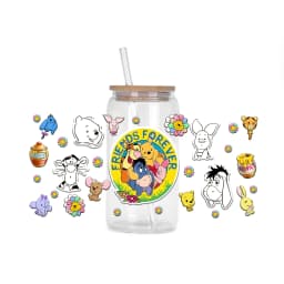 30 Style Watercolor Winnie family UV DTF UVDTF transfer 16oz cup wraps Sticker