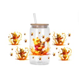 30 Style Watercolor Winnie family UV DTF UVDTF transfer 16oz cup wraps Sticker