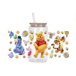 30 Style Watercolor Winnie family UV DTF UVDTF transfer 16oz cup wraps Sticker