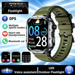 Outdoor Military Smartwatches Bluetooth Call Men 2.01" Blood Oxygen Monitor 5ATM Waterproof GPS Tracking Sports Smart Watch Ht30