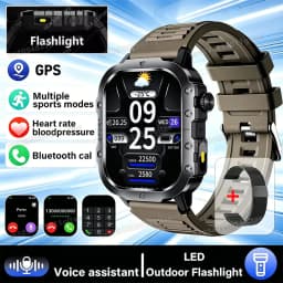 Outdoor Military Smartwatches Bluetooth Call Men 2.01" Blood Oxygen Monitor 5ATM Waterproof GPS Tracking Sports Smart Watch Ht30