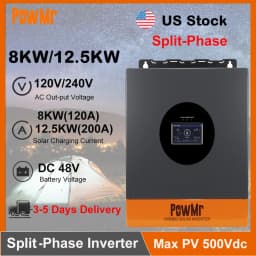 PowMr Split-Phase Solar Inverter 8KW 12.5KW DC 48V to 120V 240V AC MPPT Solar Charger Pure Sine Wave Off-Grid Home Inversor Fit Lithium Batteria