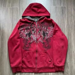 Harajuku Plum Tree Embroidered Oversized Pink Zipper Hoodies For Men and Women Y2K New Gothic Fashion Retro Street Sweatshirts