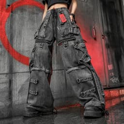 Y2k Complex Heavy Industry Workwear Jeans Casual Denim Pants High Waist Straight Wide Leg Jeans Harajuku Hip Hop Women Clothing