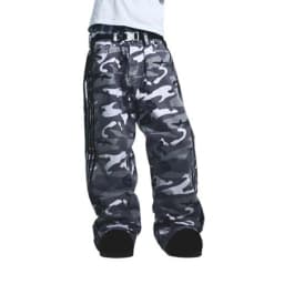Combhasaki Women's Y2K Vintage Button Waist Wide Leg Denim Long Pants Side Striped Print Loose Pocket Jeans Trousers Streetwear