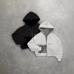 Gothic Harajuku Women Men Autumn Winter Reversible Hoodie Coat Casual Retro Leopard Print Zipper Hoodie Loose Black Grey Top