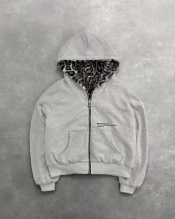 Gothic Harajuku Women Men Autumn Winter Reversible Hoodie Coat Casual Retro Leopard Print Zipper Hoodie Loose Black Grey Top