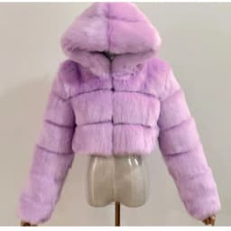 Quality Furry Cropped Faux Fur Coats And Jacket Women Short Fluffy Tops Coat With Hooded Winter Fur Jackets Ladies Cardigan 2740
