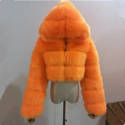 Quality Furry Cropped Faux Fur Coats And Jacket Women Short Fluffy Tops Coat With Hooded Winter Fur Jackets Ladies Cardigan 2740