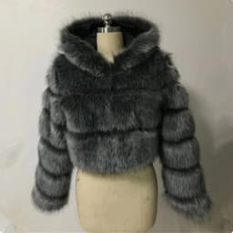 Quality Furry Cropped Faux Fur Coats And Jacket Women Short Fluffy Tops Coat With Hooded Winter Fur Jackets Ladies Cardigan 2740