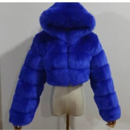 Quality Furry Cropped Faux Fur Coats And Jacket Women Short Fluffy Tops Coat With Hooded Winter Fur Jackets Ladies Cardigan 2740