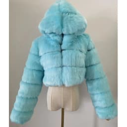 Quality Furry Cropped Faux Fur Coats And Jacket Women Short Fluffy Tops Coat With Hooded Winter Fur Jackets Ladies Cardigan 2740