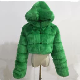 Quality Furry Cropped Faux Fur Coats And Jacket Women Short Fluffy Tops Coat With Hooded Winter Fur Jackets Ladies Cardigan 2740