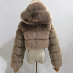 Quality Furry Cropped Faux Fur Coats And Jacket Women Short Fluffy Tops Coat With Hooded Winter Fur Jackets Ladies Cardigan 2740