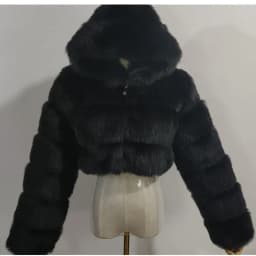Quality Furry Cropped Faux Fur Coats And Jacket Women Short Fluffy Tops Coat With Hooded Winter Fur Jackets Ladies Cardigan 2740
