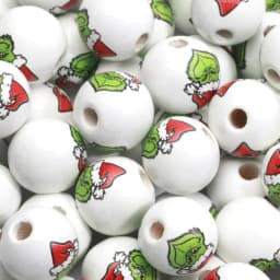 15mm 10pcs Christmas Hat Green Monster Natural Wood Beads For Jewelry DIY Making Bracelets Necklace Earrings Party Customization