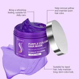 Keratin Purple Hair Mask 100g Repair Treatment for Gray & Yellowing Hair, Anti-Brass Toning Mask for Blonde & Bleached Hair
