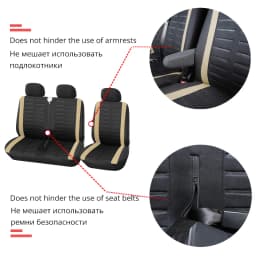 1+2 Beige Seat Covers Car Seat Cover for Transporter/Van, Universal for 2+1 Car Seater, Truck Interior, for Renault Master 3 Sea