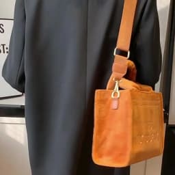 Women's Khaki Velour Tote Bag Original Letter Print Medium Ladies Shopper Handbag Female Square Medium Shoulder Bags