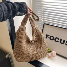 Homefish Rattan Straw Woven Tote Bag For Women Large Capacity Summer Casual Beach Shoulder Handbag